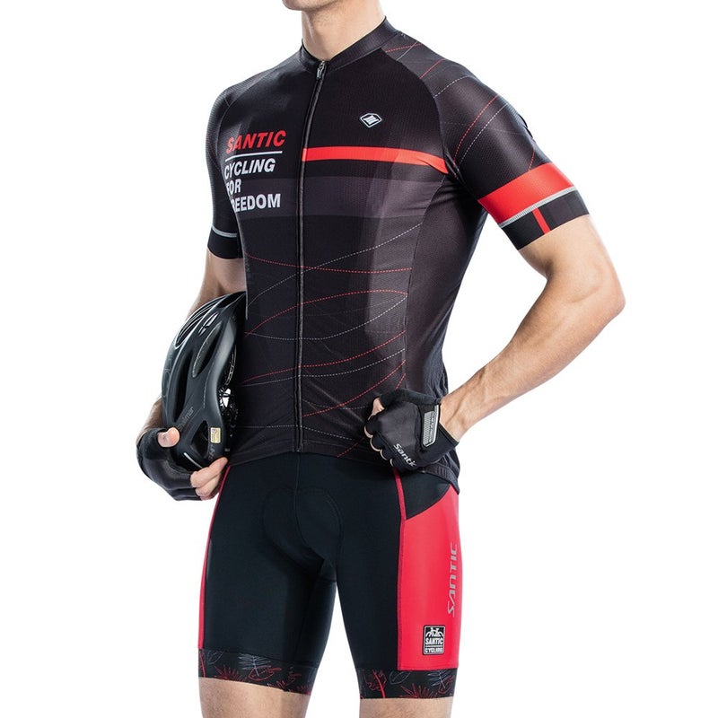 Santic شورتات دراجات سانيتيك للرجال مع وسادة شورتات دراجات padded للرجال مع حواجز ألوان UPF 50+ - Image 2